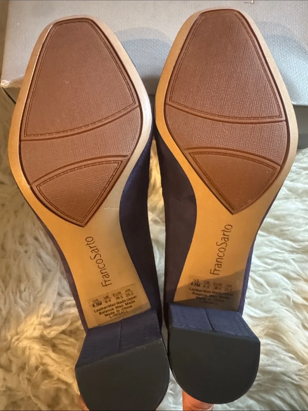 Franco Sarto, Classic Suede Block Heel Pumps - Deep Purple - Size 8.5
